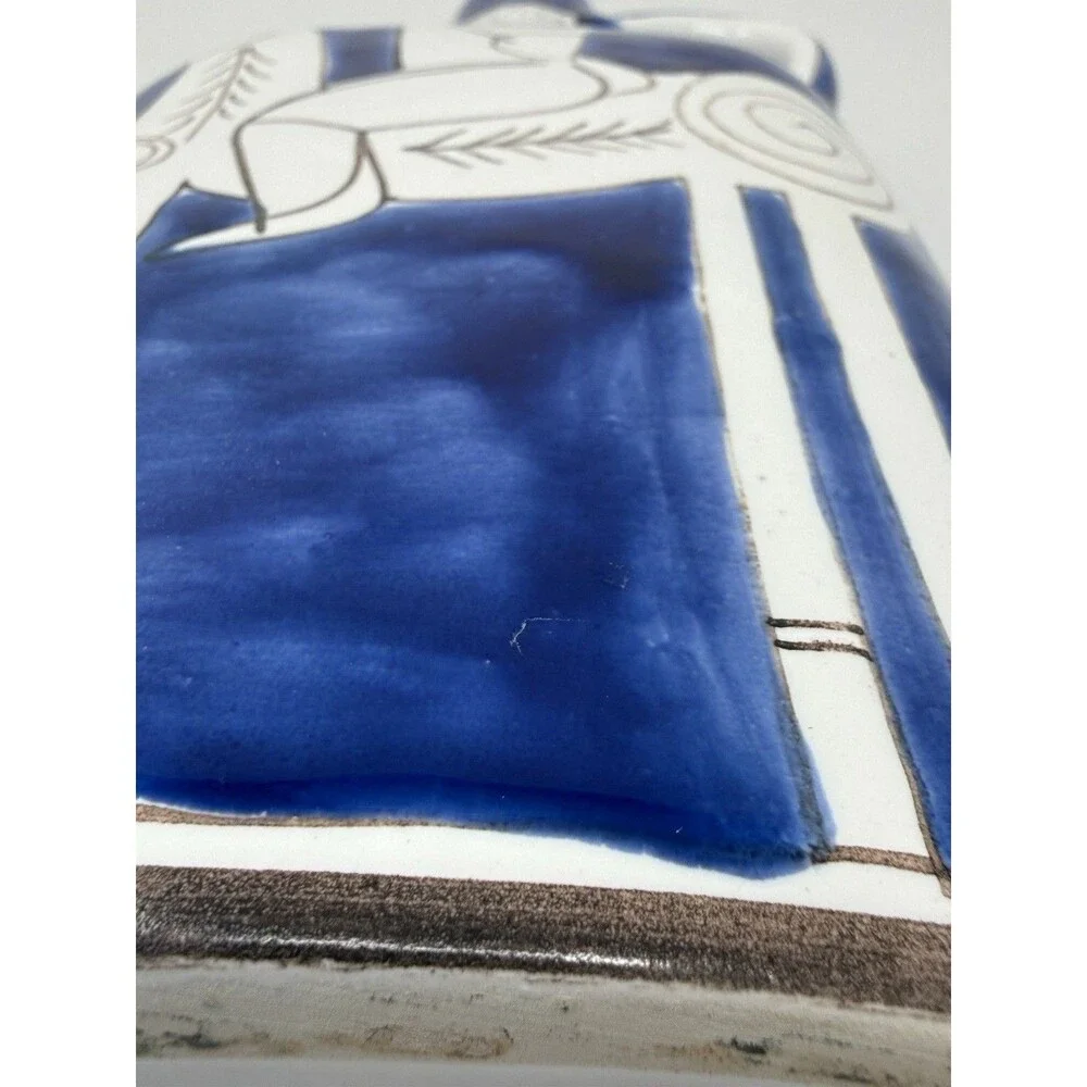 Desimone Hand-Painted Blue & White Ceramic Art Pottery Pitcher Figural